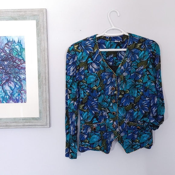 Vintage Nu Mode Quilted Floral Blazer - Picture 1 of 7